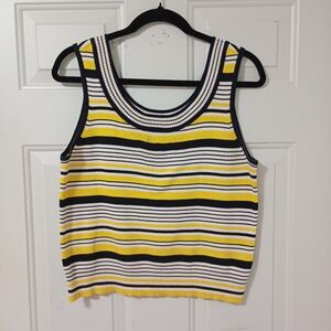 DANA B AND KAREN Sweater M Ribbed Tank Top Scoop Neck Sleeveless Cotton striped